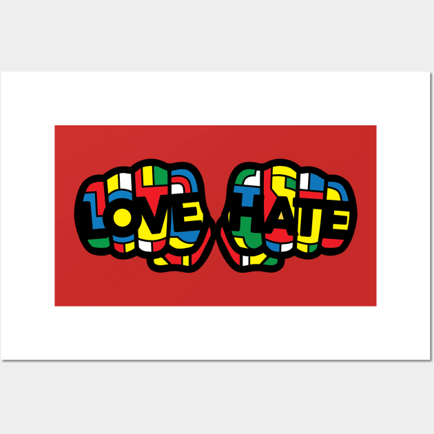 Love & Hate Fists Wall Art by BlackActionTeesOnDemand